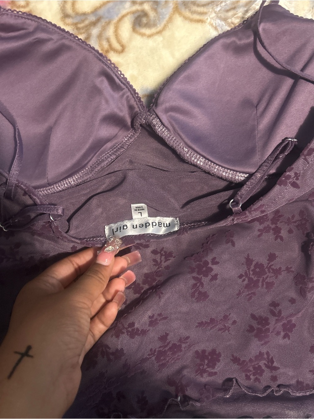 Madden Girl mauve floral lace bralette
